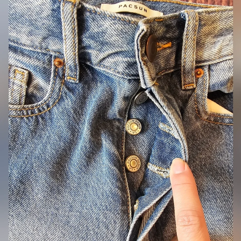 Pacsun Women's Size 25 Ultra High Rise Slim button fly Denim Jeans Distressed - Picture 3 of 8